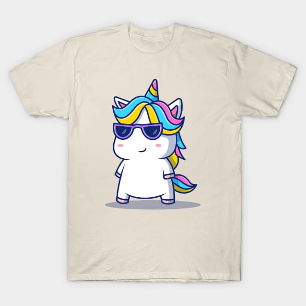 Cute Cool Unicorn Wearing Glasses T-Shirt by Catalyst Labs